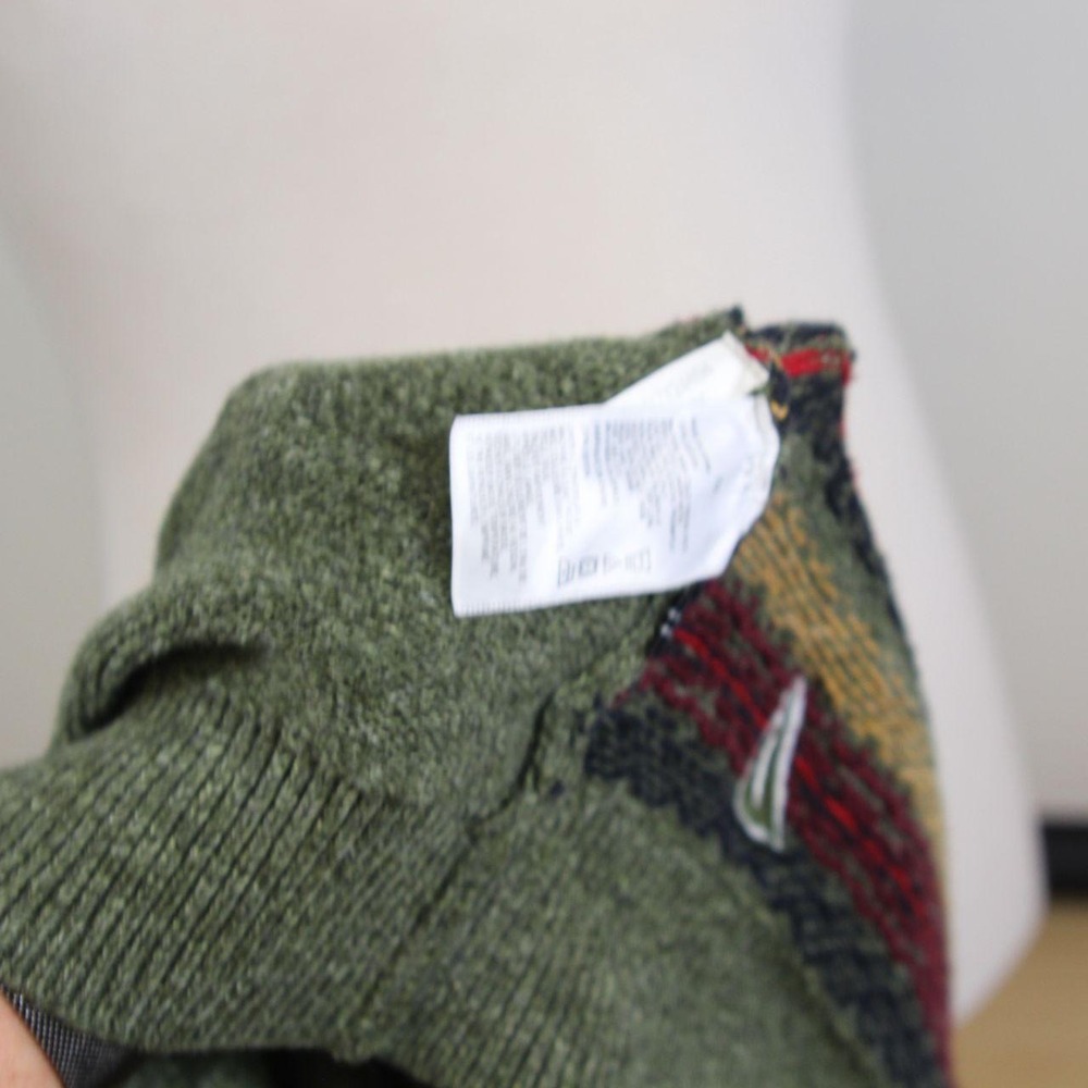 Nautica Men's XL Olive Fair Isle Grandpa Sweater 100% Cotton Retro Preppy - Picture 8 of 8